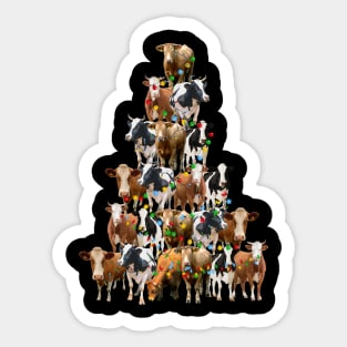 Funny Christmas Cows Tree Sticker